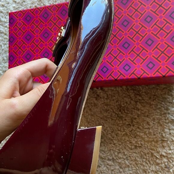Tory Burch Gigi Burgundy Red Midi Heel Pump Size 7 - Picture 12 of 15